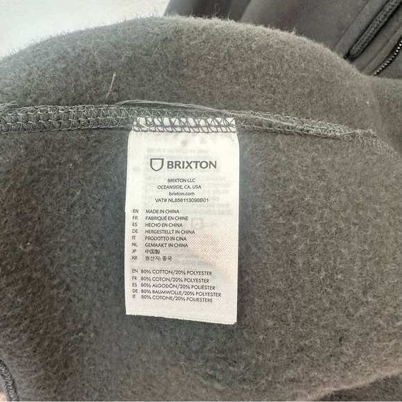 Brixton Men's Builders Charcoal Zip-Up Hoodie - Picture 6 of 8